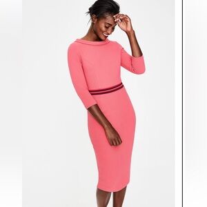 Boden Coral Daisy Ottoman Dress 3/4 Sleeve Size 6